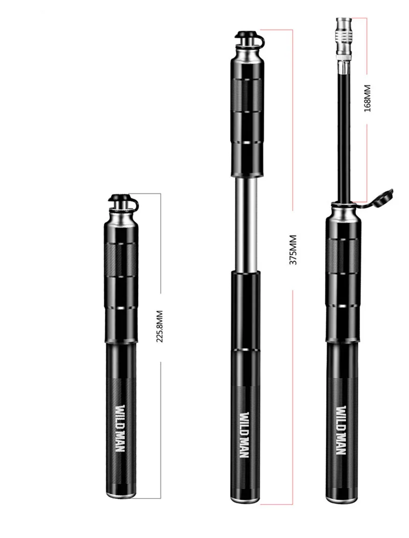 Выдвижной портативный велосипедный насос-светильник для шин, велосипедный насос из алюминиевого сплава, шариковый насос 120 фунтов/кв. дюйм, Аксессуары для велосипеда