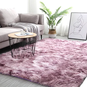 

Northern European-Style Girls Plush Tie-Dye Gradient Bed Carpet Bedroom Living Room Table Cover Wall-to-Wall Floor Mat