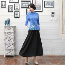 Весенне-летний стильный приталенный хлопковый льняной комплект из двух предметов, весенне-летний льняной комплект со свободными штанами, юбка в стиле ретро в китайском стиле