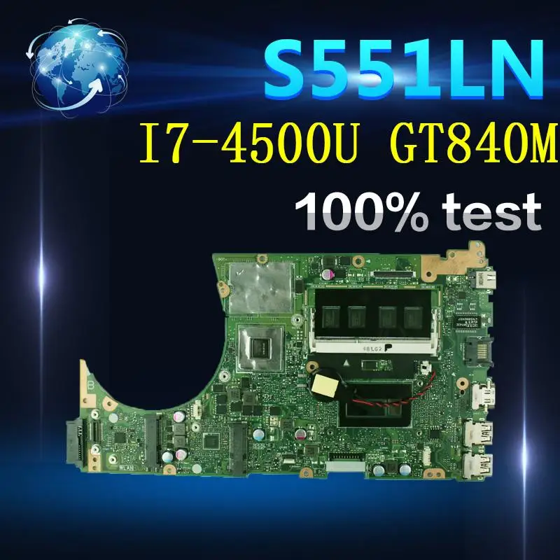 Amazoon S551LN Laptop motherboard for ASUS S551LB S551L R553L S551 Test original mainboard 4G RAM I7-4500U GT840M | Компьютеры и офис