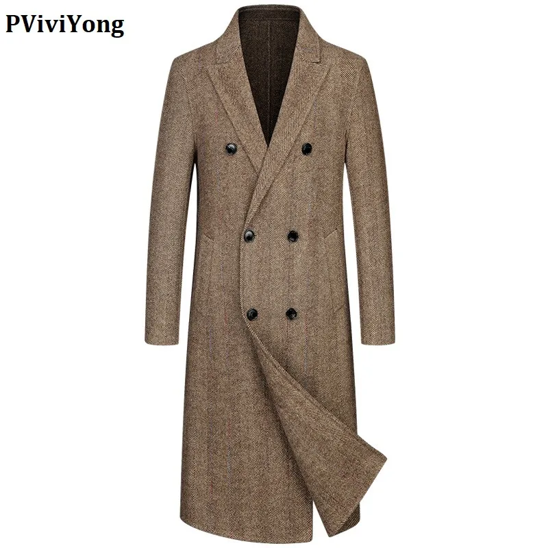 

PViviYong 2019 new arrival winter high quality Double-sided Australian wool trench coat men, long coat fashion jackets men 5829