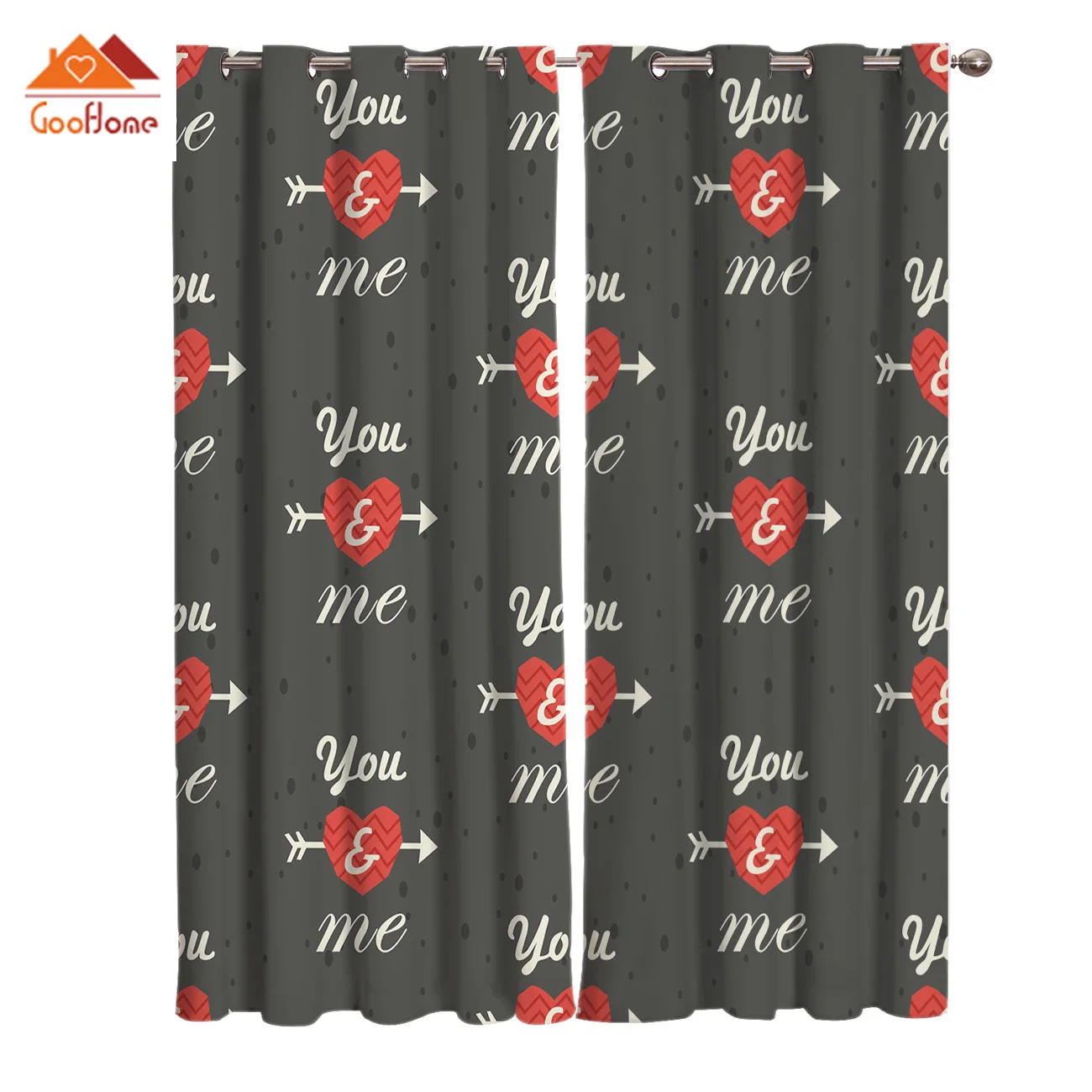 You And Me Heart Arrowhead Window Curtains Living Room Outdoor Fabric Drapes Curtain Home Decor | Дом и сад