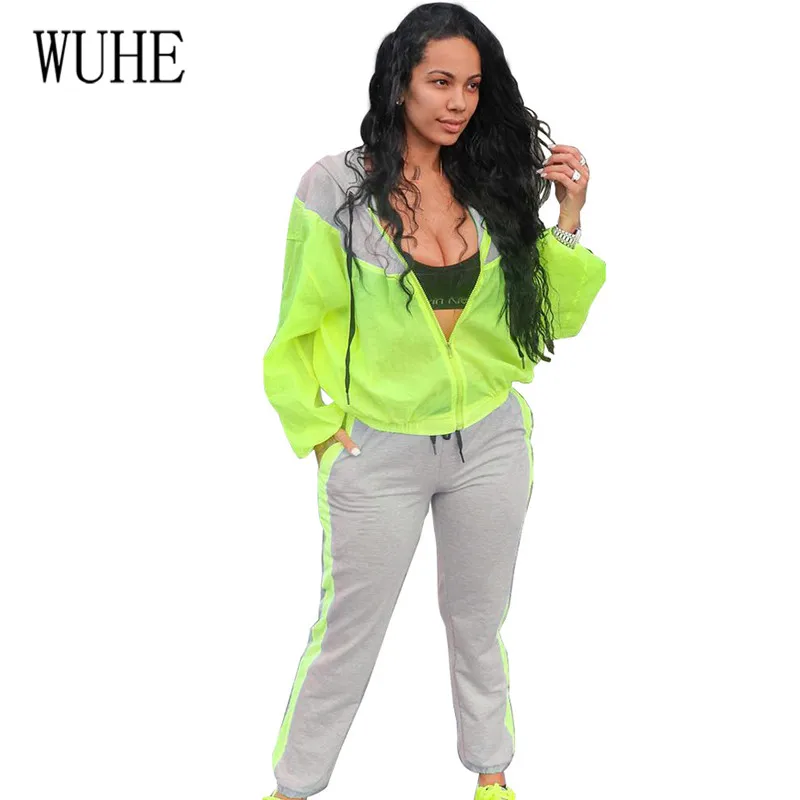 

WUHE Newest Sportwear Running Clothing Tracksuit Elegant 2 Pieces Sets Hooded Zipper Lace-up Fitness Jumpsuits Casual Overalls