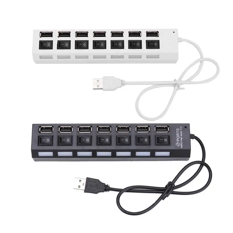 7 портов высокоскоростной USB 2 0 концентратор портативный мульти сплиттер адаптер