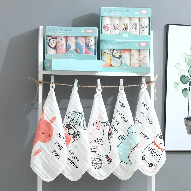 

Set Single Version Covered Edge Gauze Towel Pure Cotton Hook Kerchief Baby Face Towel Commodity