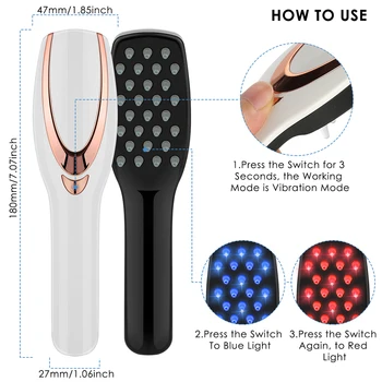 

Handheld USB Charging Electric Head Massager Comb Phototherapy Scalp Massager with LED Light for Stimulating Hair Growth
