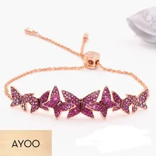 AYOO высокое качество SWA женщин Градиент роза красная бабочка браслет ювелирные изделия женский подарок