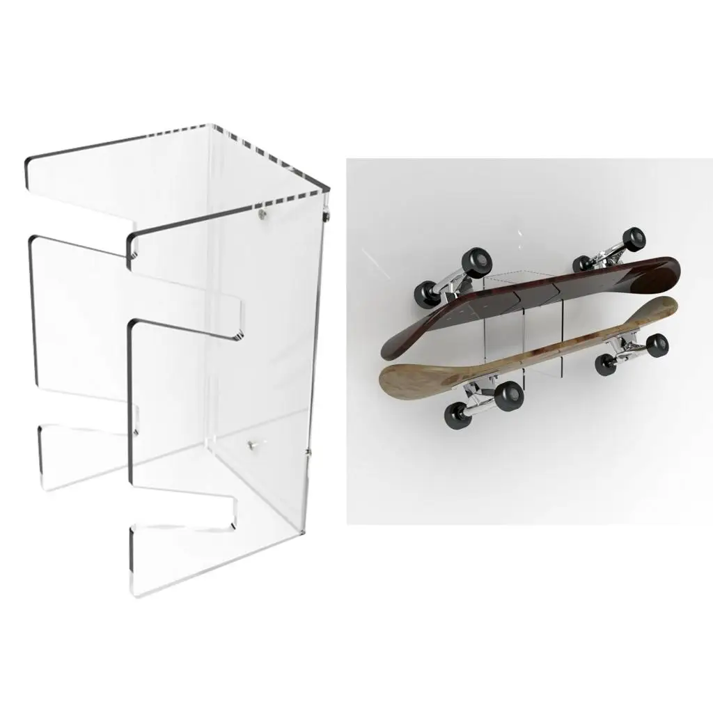 

Skateboard Display Holder Large Transparent Acrylic Wall Hanger Rack Double Skateboard Mount Bracket for Home Shop