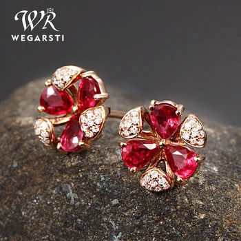 

WEGARSTI Luxury Female Crystal White Zircon Stud Earrings Simple 925 Sterling Silver Stud Earrings For Women Vintage Earrings