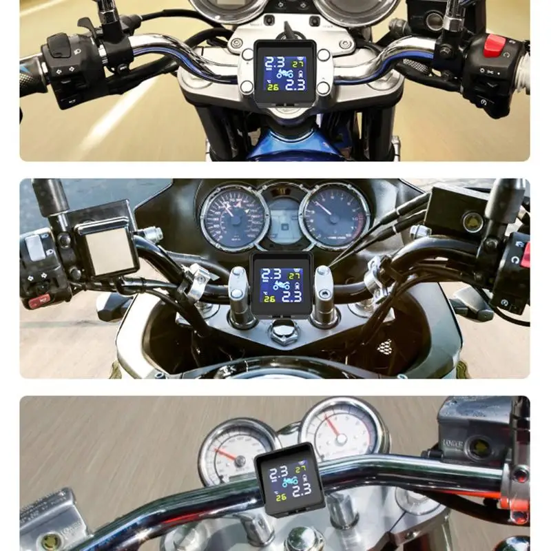 Солнечная зарядка ЖК мотоцикл TPMS давление шин температура мониторинга сигнализации системы авто запчасти с 2 датчиками