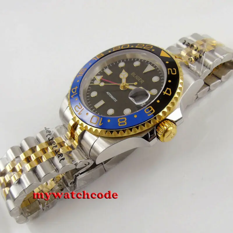 Автоматические Мужские часы с черным циферблатом 40 мм функция gmt|Механические