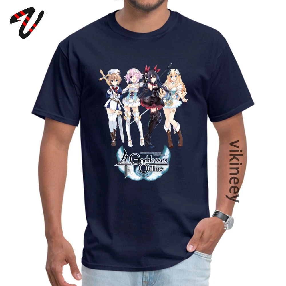 Special Gift Classic T-Shirt Crew Neck Pure Cotton Adult Tops Shirt Short Sleeve Mother Day Classic Tee-Shirt Drop Shipping Cyberdimension Neptunia 4 Goddesses Online -3072 navy