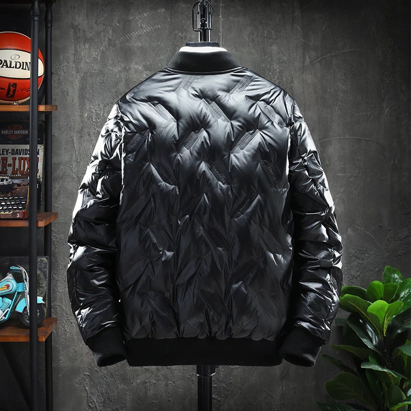 UYUK2019 Winter Fashion Temperament Loose Warm Lapel Bright Surface Casual Size Men Down Jacket Clothes Homme Masculino