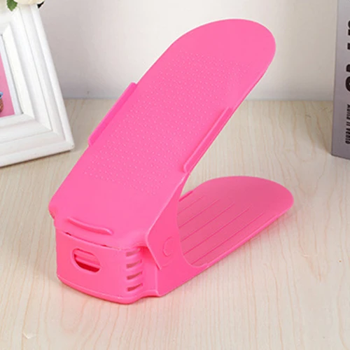Pink Толстый регулируемый стеллаж хранение обуви DIY креативный Простой пластиковый двойной стеллаж для обуви может сэкономить место для обуви 10 цветов Новинка - Цвет: Pink
