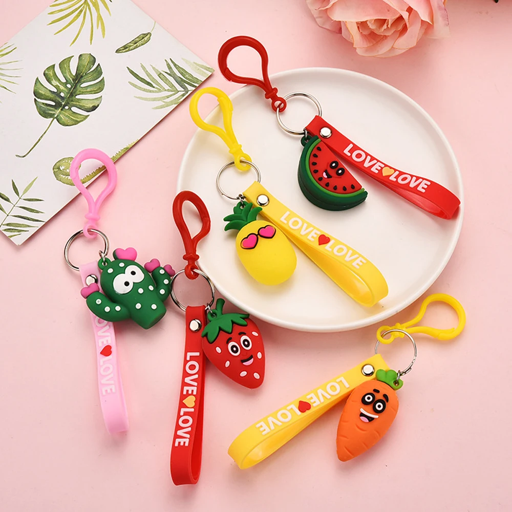 Cartoon Simulation Fruit Shy Smile-shaped Watermelon Keychain 3D Soft Resin Cactus Key Chains Jewelry Fashion Wedding Party Gift | Украшения
