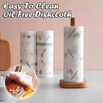 

1 Roll Cleaning Cloths Non-Woven Fabric Lazy Rags Wet Dry Washable Disposable Dish Paper Towel Cloth for Kitchen Housework#Y20