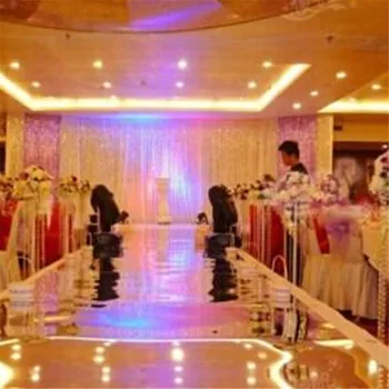 

Wedding Centerpieces Mirror Carpet Aisle Runner Gold Silver Double Side Design T Station Decoration Wedding Favors Carpets