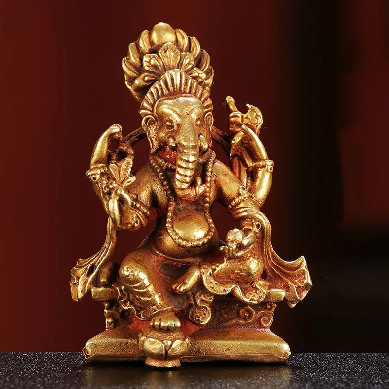 

Tantra Tibetan Buddhism, pure copper, all gilded, elephant trunk God of wealth, imported from Nepal, home decoration accessories
