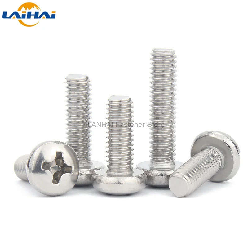 

50pcs UNF 00#-90 0#-80 US Fine Thread 304 A2-70 Stainless Steel Cross Recess Round Phillips Pan Head Screw Bolt