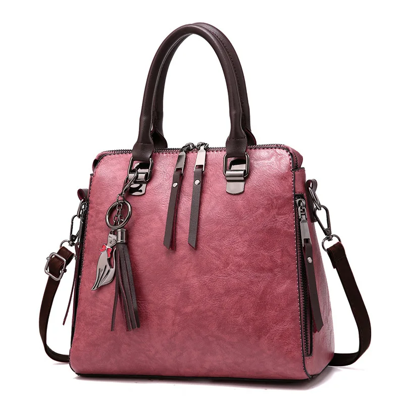 Кожаные винтажные женские сумки, роскошные сумки, женские сумки, дизайнерские женские сумки известного бренда, женские сумки, роскошные брендовые сумки через плечо - Цвет: Pink