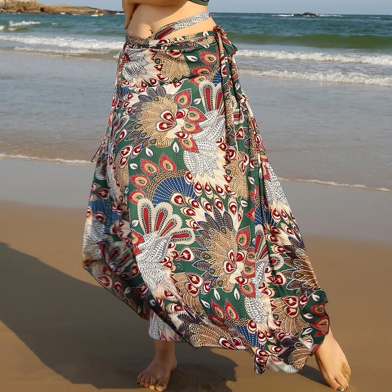 A-Peacock-Skirt Комплект из 2 предметов для танца живота, для восточных танцев, одежда для тренировок, новая женская одежда для танца живота, юбка с принтом, костюм для танца живота, топ, юбка - Цвет: A-Peacock-Skirt