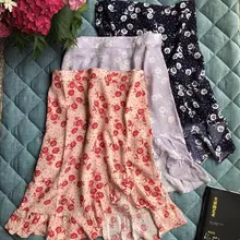 Женская мини-юбка с завышенной талией и цветочным принтом ромашки, новинка, сексуальная нестандартная мини-юбка с рюшами