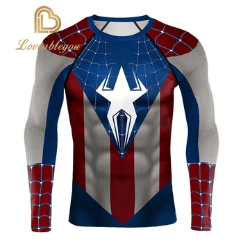 

Raglan Short&Long Sleeves Captain America Spiderman 3D Printed T-shirts Compression Shirt Superhero Cosplay Tops