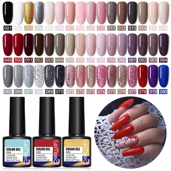 

LEMOOC 8ml Nail Gel Polish UV/LED Gel Vanish For Soak Off Semi Permanent Hybrid Nail Gel varnish Base Top Matte Coat