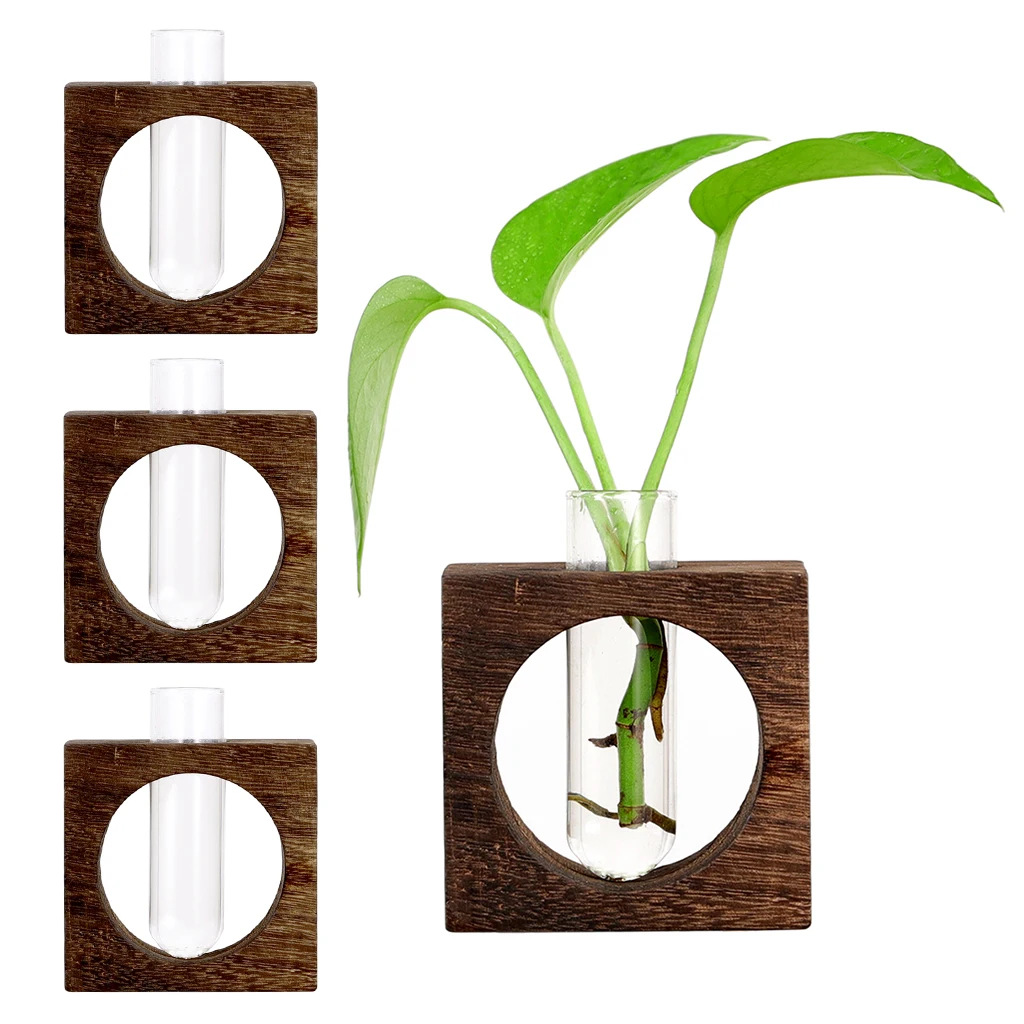 3x Test Tube Glass Vase Hydroponic Plants Planter Flower Pots Garden Decor