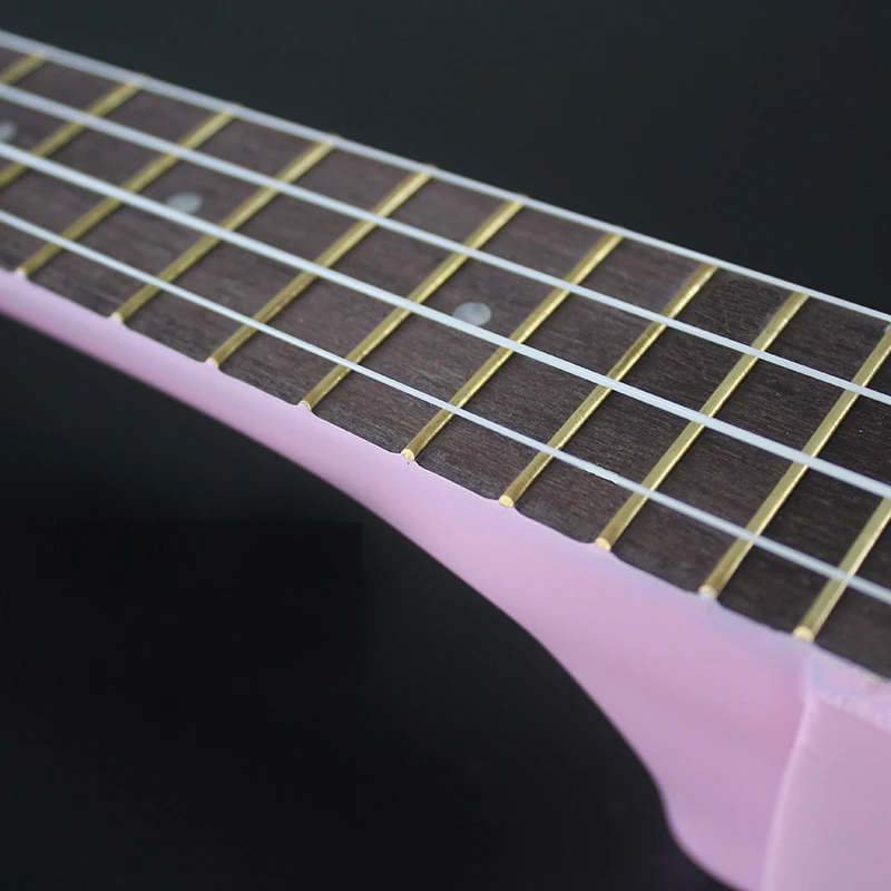 ABUO-Mcool Soprano Ukulele Pink 21 Inch 4 Strings Ukelele Cheap Hawaii Mini Guitar Heart-Shaped Tone Hole Basswood Wood