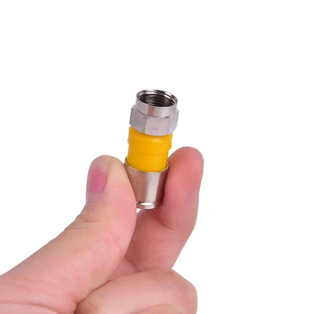 

10pcs Yellow RG6 F Type Compression 2.8cm Quality Snap Seal Plug Connector