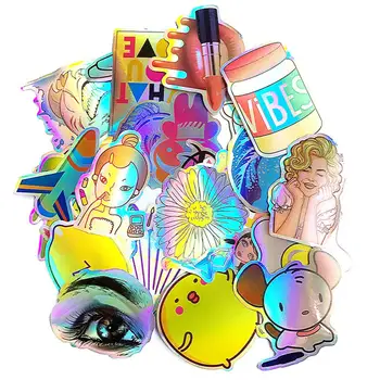 

Kuulee 25 Pcs/28 Pcs Colorful Reflective Car Laptop Bicycle Sticker for Trunk Skateboard Guitar Decal Fashion Stickers