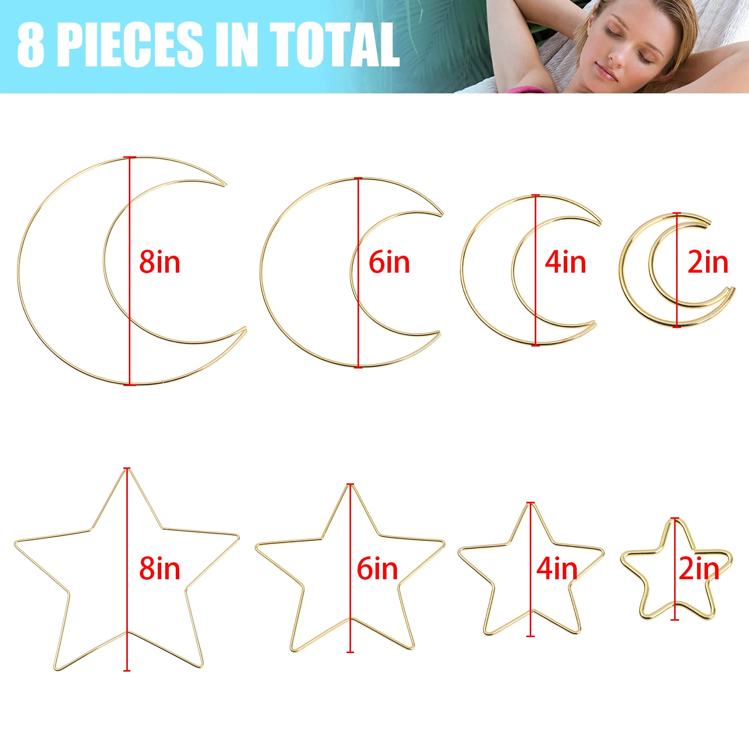 Wall Art Decor Wall Hanging Pendant Dream Catcher Wall Decoration Christmas Ornament 4Pcs Dream Catcher Metal Hoops Set 2/4/6/8 inch