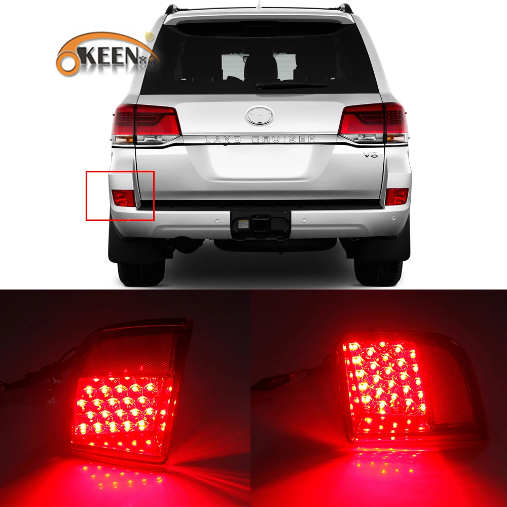 Right Clidr LED Rear Bumper Light Tail Fog Lamp Brake Warning Light for Toyota Land Cruiser 200 LC200 Accessories 2008-2015 Passenger Side 