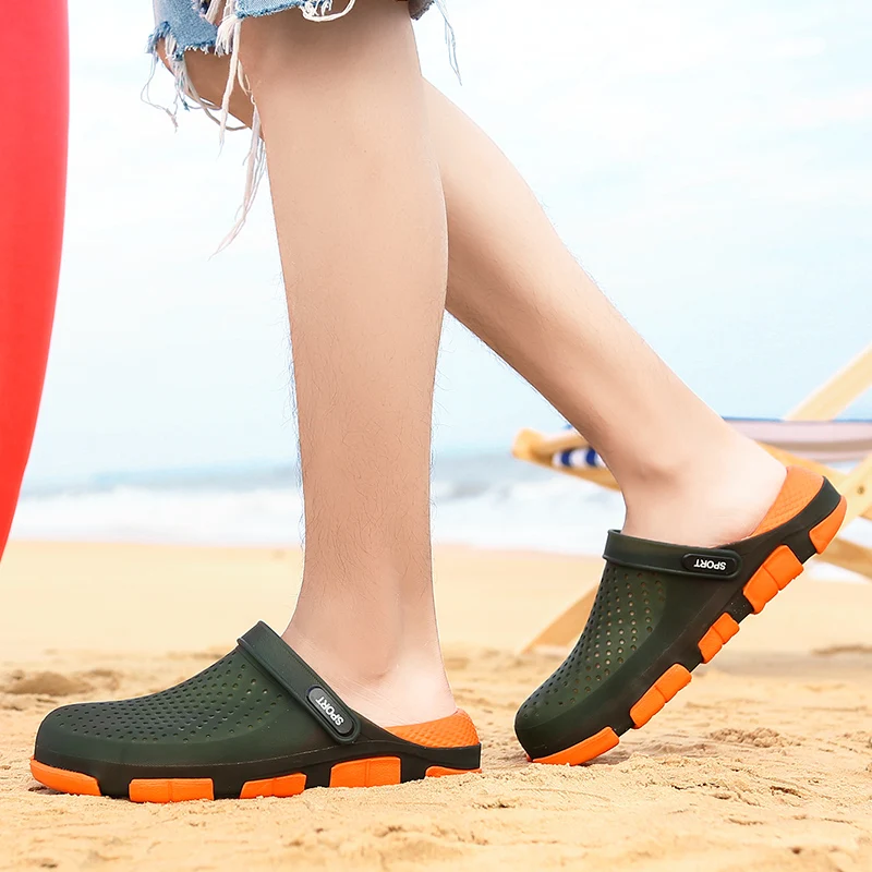 Rubber Slip On Sandals Beach Summer Men Shoes Crocks Sandles Eva Sandal Cholas Sandalias Hombre Clogs Garden Closed Toe