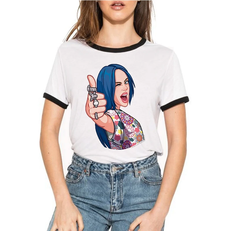 2020 new fashion women O-Neck Tshirt singer model actrees billie eilish Designer T-shirtt for | Женская одежда