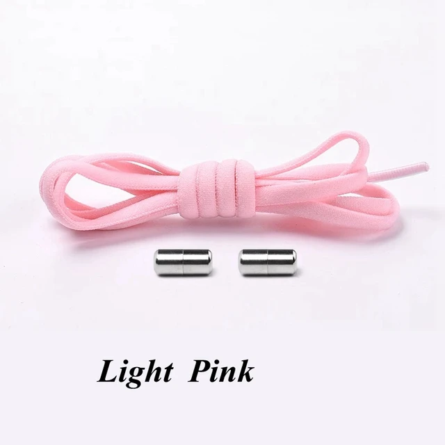 Semicircle No Tie Shoelaces Elastic Shoe laces Sneakers shoelace Metal Lock Lazy Laces for Kids and Adult One size fits all shoe Pink