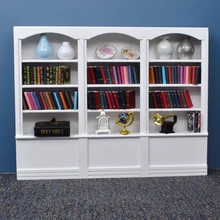 

ILAND Dollhouse Miniature Furniture Bookcase Mini Wood Display Book Shelf Cabinet For Doll House Living Room Decor