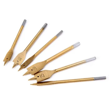 

Drill Bits Set 6Pcs Titanium-Plated Woodworking Flat Drill Hexagonal Handle 10-25mm Hole Opener JDH99