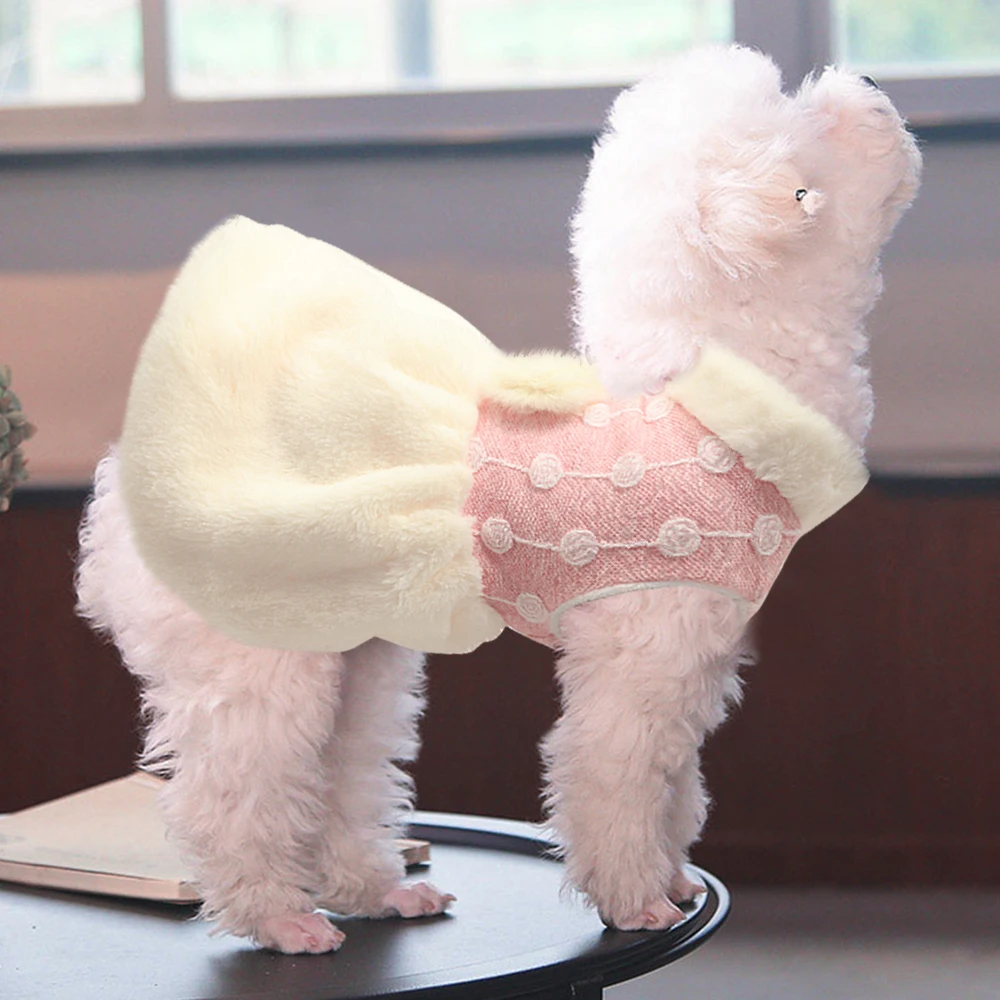Cute Pet Clothes for Small Dogs Warm Fur Dog Cat Coat Chihuahua Cat Clothes Puppy Coat Girl Dog Clothing ropa perro XS