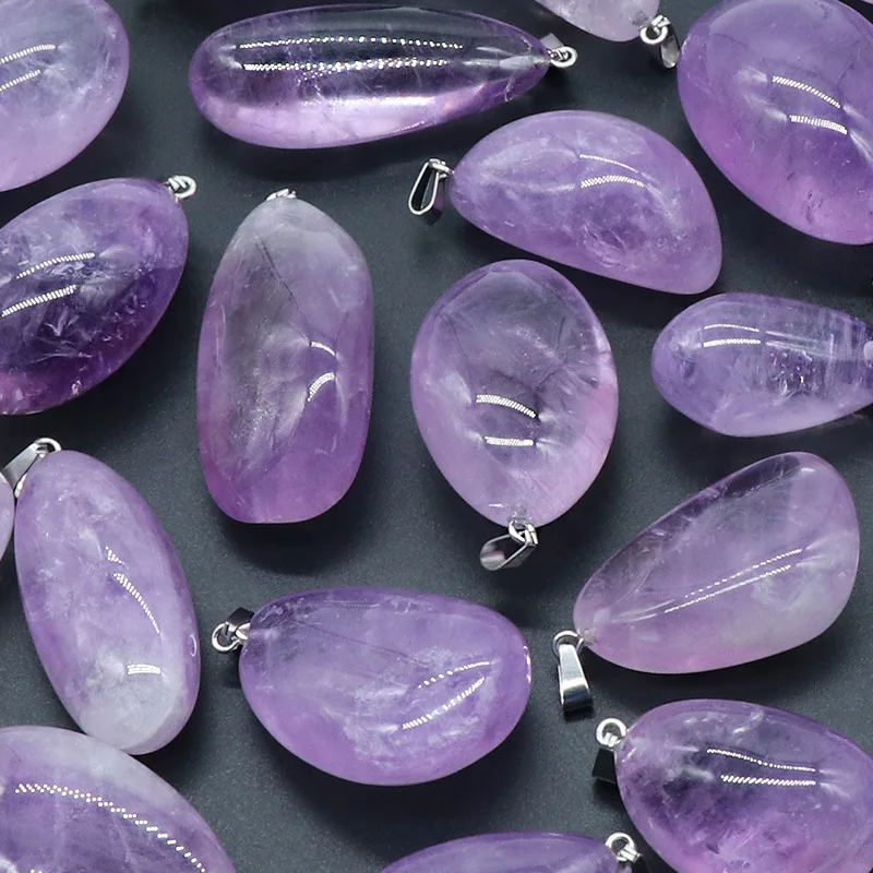 Natural Stone Irregular Amethysts Crystal Pendant Necklace For women jewelry