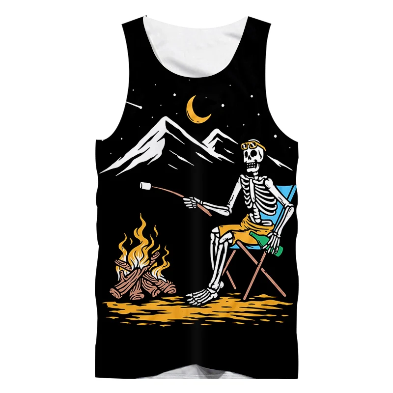 

IFPD EU Size Fashion 3D Printed Tank Top Summer Skull Sleeveless Shirt Plus Size Casual Breathable Funny Fitness Vest Wholesale
