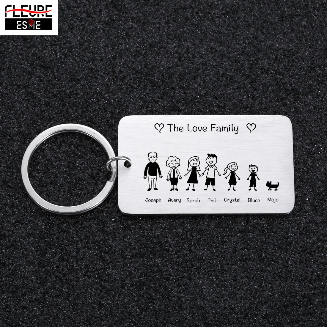 En venta LLavero de amor familiar personalizado con nombre, regalo para padres y niños rZKeMLaxR