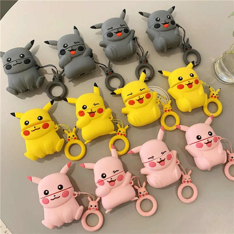 

3D Case for Airpods 2 Cute Silicone Bluetooth Earphone Stereoscopic Protective Cover for Airpods Accessories with Finger Ring