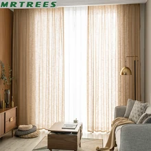 

Modern Linen Semi-shading Ramie Solid Color Tulle Curtain for Living Room Bedroom Voile Sheer Curtains Window Treatments Drapes