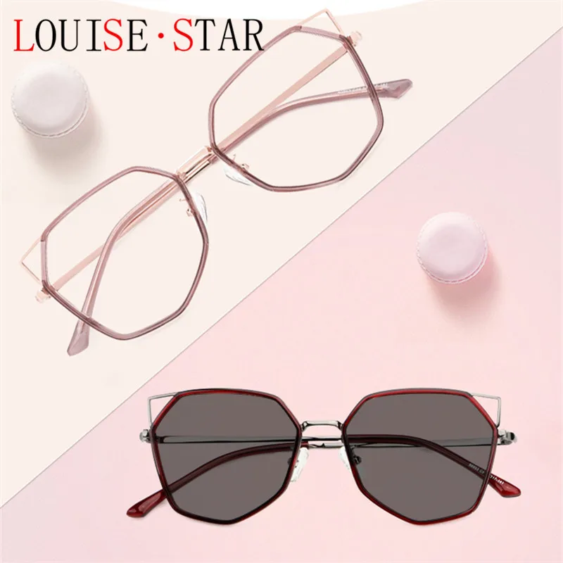 

LOUISE STAR High Quality Cute Cat Ears Anti-Radiation Photochromic Myopia Sweet Lady Optical Glasses Outing SunglassesUV400