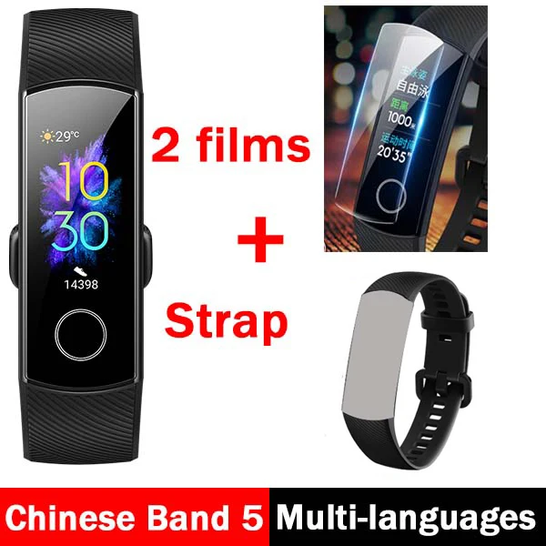 CN bk N 2F N BLACK S Умный Браслет huawei Honor Band 5, 0,95 дюймов, трекер, умный OLED, для плавания, водонепроницаемый, Bluetooth, фитнес-трекер, сенсорный экран - Цвет: CN bk N 2F N BLACK S