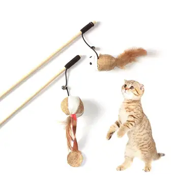 

1PC Teaser Feather Toys Kitten Colorful Rod Cat Wand Toys Plastic Pet Cat Toys Interactive Stick Pet Cat Supplies