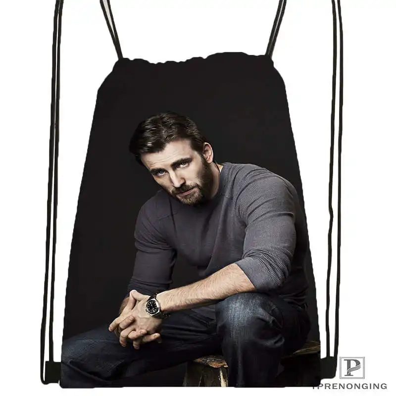Изготовленный На Заказ chris_evans_actor_guy_ DrawstringBackpackBagforMan женский милый рюкзак детский Ранец(черная спинка) 31x40 см#20180611-03-163 - Цвет: Drawstring Backpack