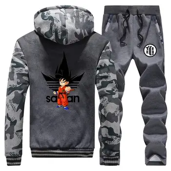 

Dragon Ball 2019 New Printing Tracksuit Fashion Men Outerwear 2Pcs Sets Cotton Thick Jacket+Pants Sporting Suit Clothing